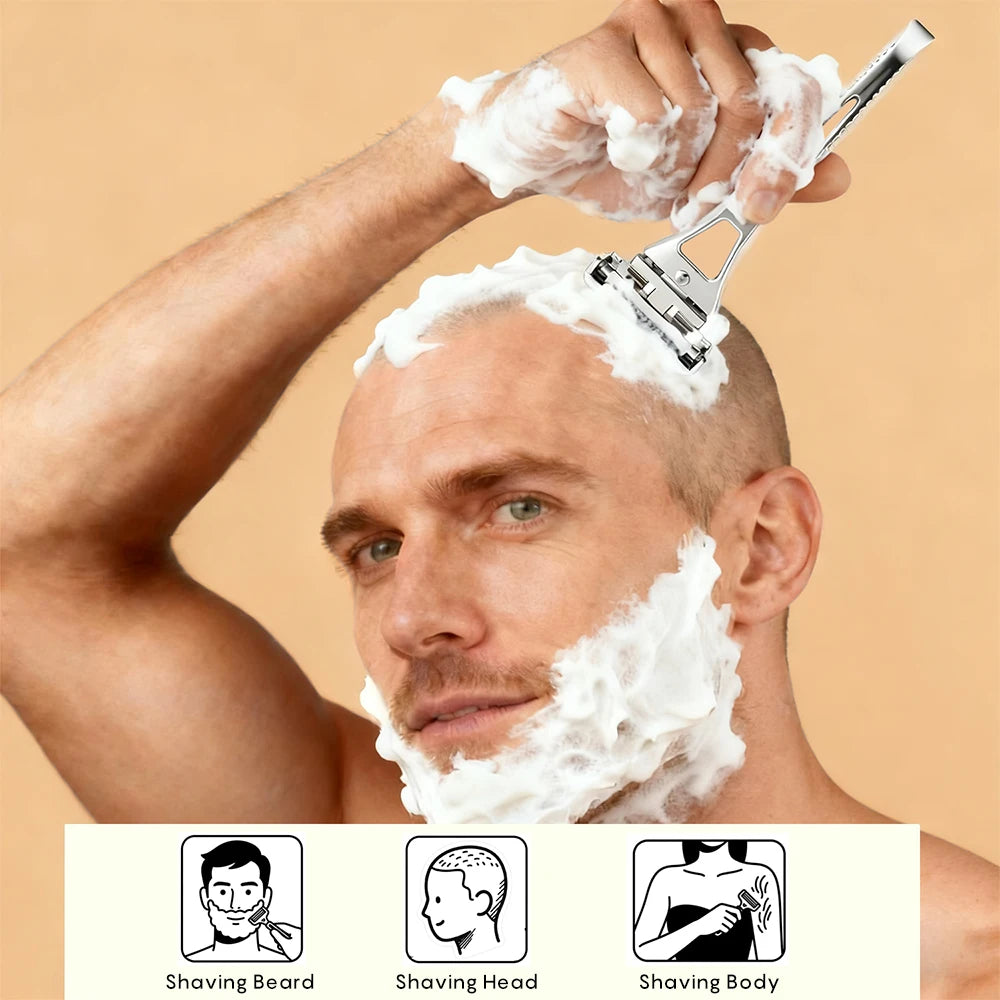 Rasoir De Sécurité Métal 4 Lames Demi-Tête Pivotante 4D